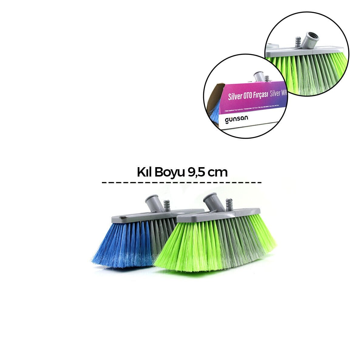 GÜNSAN ( -013 117 ) ( SİLVER ) ( 9.5CM=KIL BOYU ) OTO YIKAMA FIRÇASI (YUMUŞAK DOKU) (OTO & CAM & ISLAK ZEMİN) (KARTON SARGI KUTULU)*12=K