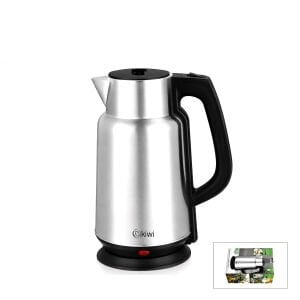 KİWİ KK-3334 ( ÇELİK & SÜRAHİ MODEL ) KETTLE ELEKTRİKLİ SU ISITICISI ( PASLANMAZ ÇELİK GİZLİ REZİSTANS ) ( 360° ) ( 2.2LT ) ( 1500W )*12