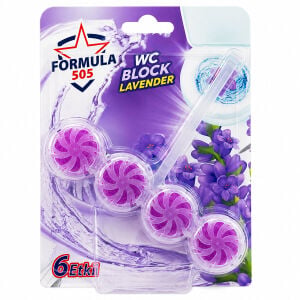FORMULA 505 (LAVANTA) (4LÜ X 2PCS) (WC BLOK) (6ETKİ=KİREÇ ÖNLEYİCİ& HOŞ KOKU& KİR GİDER& KÖPÜK& PARLAKLIK) (4 HAFTA) (100GR)*12=K