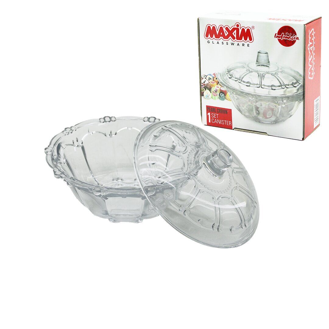 MAXİM GLASSWARE HR-113/I-I-GB ISK-C001 CANİSTER ( CAM ) ŞEKERLİK ( CAM KAPAKLI ) ( ÇAP: 13.5CM & Y: 5.2--9.5CM )*36