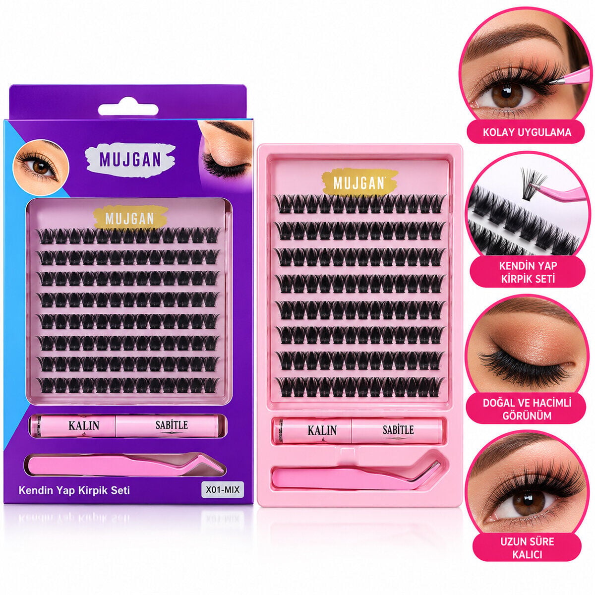 MUJGAN MJGN-1137 ( KENDİN YAP KİRPİK SETİ ) ( SAHTE ) TAKMA KİRPİK SET*12X50