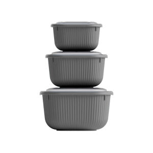 DÜNYA-30907-999 ( KARE ) ( 3PCS= 600-1100-1800ML ) SIZDIRMAZ SAKLAMA KABI & KUTUSU SET (RENKLİ & ŞEFFAF PLS.KAP)*12=K