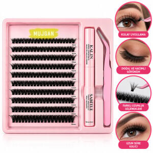 MUJGAN MJGN-1138 ( KENDİN YAP KİRPİK SETİ ) ( SAHTE ) TAKMA KİRPİK SET*12X50