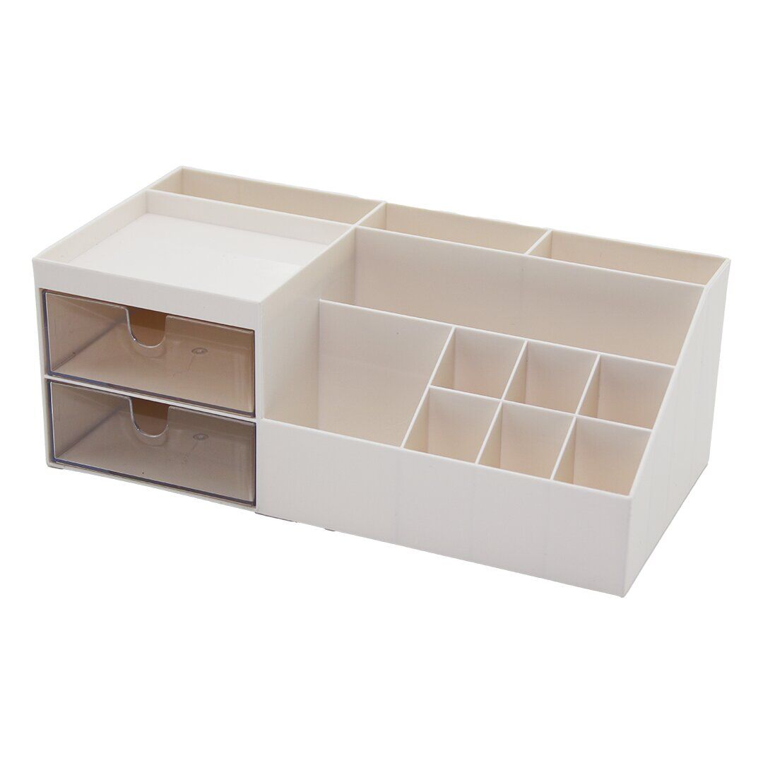 HOUSE BY HOUSE UR-3502 ( 2 ÇEKMECELİ + 12 BÖLMELİ ) PLASTİK MAKYAJ & TAKI ORGANİZER (12X24CM-- Y: 4-6-7-8-9CM)*24