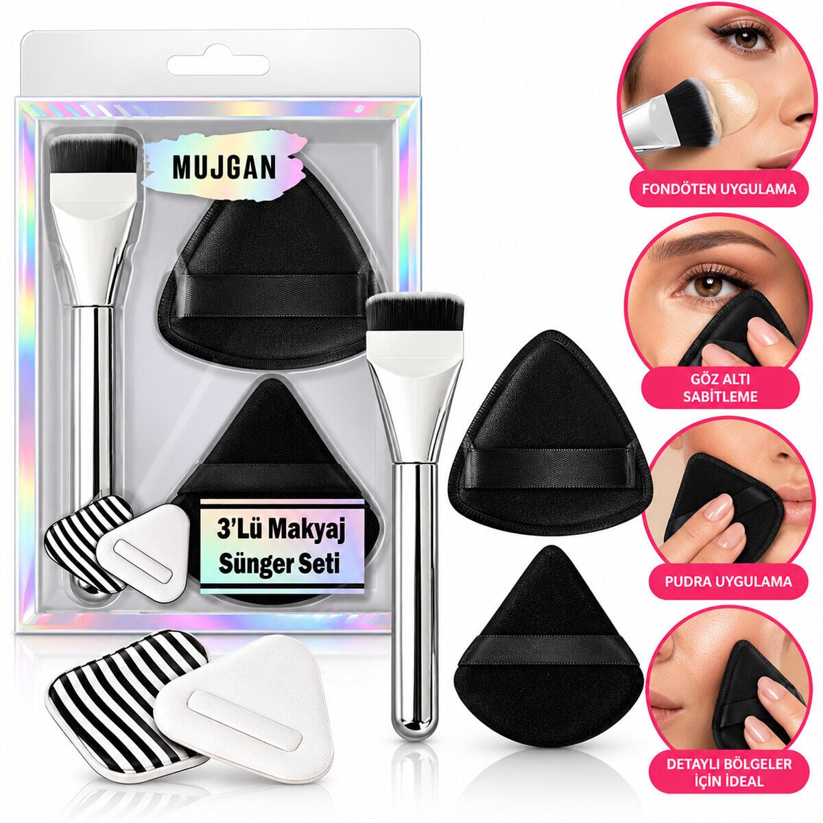 MUJGAN MJGN-1011 ( 3PCS ) MAKYAJ SÜNGER SET*12X30