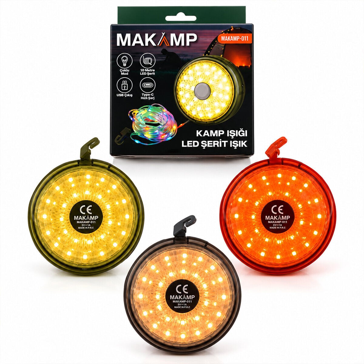 MAKAMP-011 ( 10MT ) SOLAR ŞARJLI LED KAMP LAMBASI ( LED ŞERİT IŞIK ) ( TYPE-C ŞARJ ) ( ÇOKLU MOD )*80