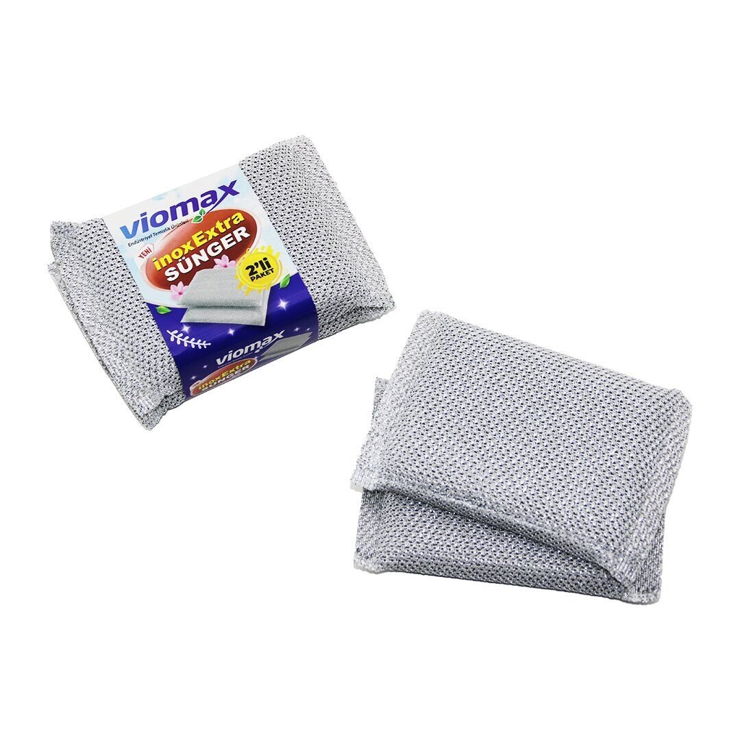 VİOMAX TM-785 ( 2PCS ) ( İNOX EXTRA ) TEMİZLİK & BULAŞIK SÜNGERİ*24X10