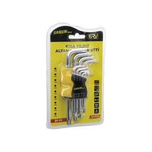 ŞAHİN TOOLS ŞHT-070 ( 9PCS ) ( KISA ) ( YILDIZ ) ALYAN ANAHTAR SETİ ( M-2 ) ( 50HRC )*72