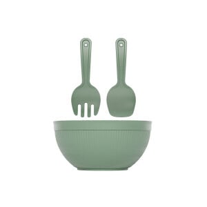 DÜNYA-10730-999 ( 3PCS ) DERİN SALATA SETİ PLASTİK ( 4000ML KASE & ÇATAL & KAŞIK )*12=K