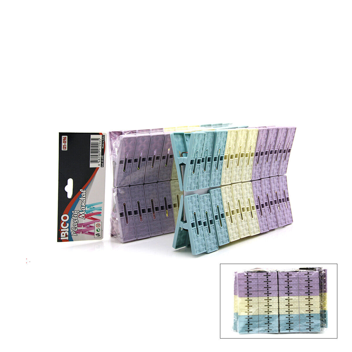 İBİCO İ21-096 ( 20PCS ) ( NOKTALI DESEN ) ÇAMAŞIR MANDALI ( RENKLİ PLASTİK & KABARTMA DESENLİ )*12X10