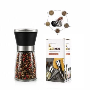 İBİCO İ22-410 HAND GRINDER ( KÜÇÜK ) ( CAM HAZNELİ & PLS.KAPAKLI & KROM BELLİ ) TUZ & BAHARAT ÖĞÜTÜCÜ*80