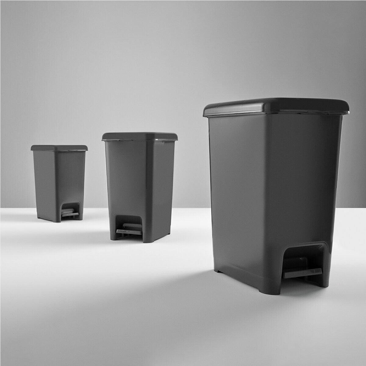 DÜNYA-01043-400&410 SLİM ( SİYAH & SEDEFLİ GRİ ) ( 25LT ) ( PEDALLI ) ÇÖP KOVASI ( 270X362X468MM )*8=K