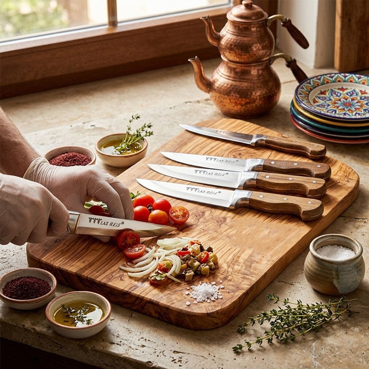 LAZ REİS KASAP-1 ( NO- 1 ) ( KASAP ) ET BIÇAK & KURBAN ( BİLEZİKLİ & AHŞAP SAPLI )*200