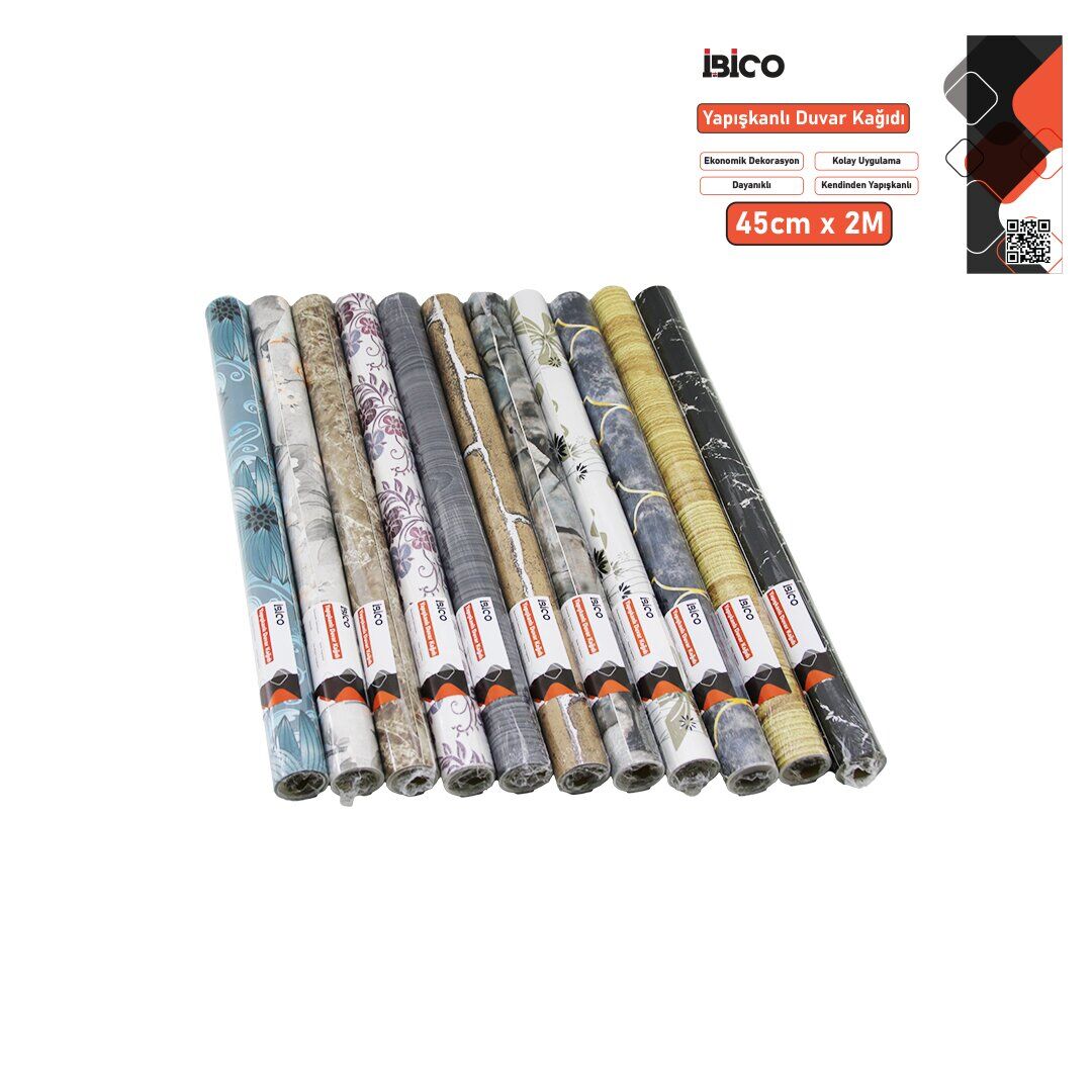 İBİCO İ13-070 ( 2MT X 45CM ) MİX DESENLİ FOLYO DUVAR KAĞIT ( KENDİNDEN YAPIŞKANLI & EKO DEKORASYON & DAYANIKLI )*120