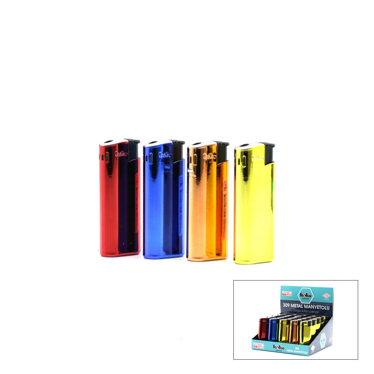 KOKO-309 ( METALİK & PARLAK RENK ) MANYETÖLLÜ METAL CEP ÇAKMAK (MANYETOLU) (DOLDUR KULLAN)*25X20