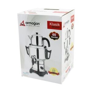 ARMAĞAN AKS-1004 ( 6LT & TEK MUSLUK ) (KLASİK ÇAY SETİ=DEMLİK & SU KAZANI) ELEKTRİKLİ SEMAVER (60 BARDAK) (1500W) (GİZLİ REZİSTANS)*4