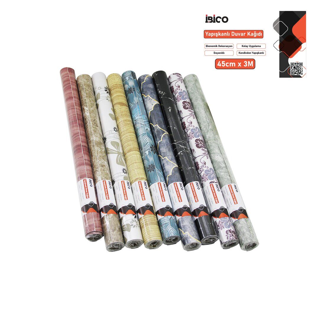 İBİCO İ13-071 ( 3MT X 45CM ) MİX DESENLİ FOLYO DUVAR KAĞIT ( KENDİNDEN YAPIŞKANLI & EKO DEKORASYON & DAYANIKLI )*100
