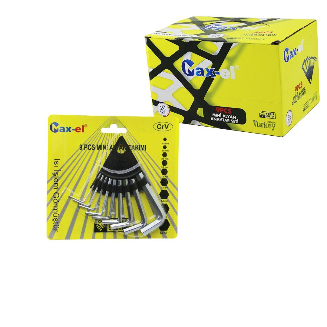 GOLD( 9PCS ) ( MİNİ & KISA ) ALYAN ANAHTAR SETİ TAKIM ( NO-1.5 - 2 - 2.5 - 3 - 3.5 - 4 - 5 - 6 - 8 ) (ÜÇGEN STAND ASKILIK)*24X8