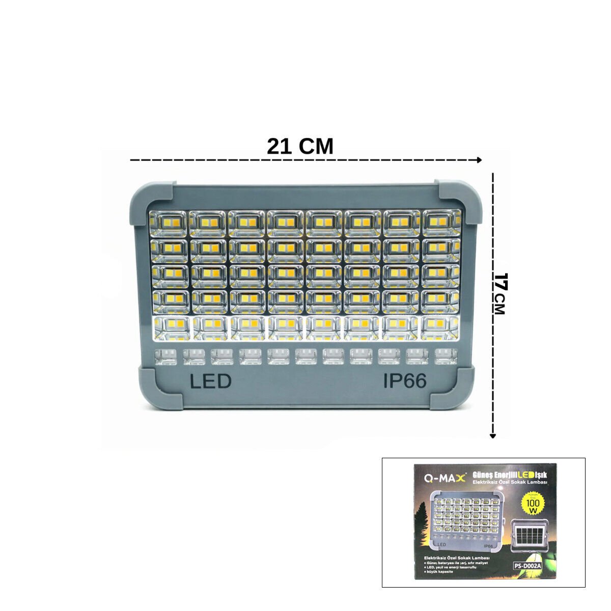 Q-MAX PS-D002A (IP66) GÜNEŞ ENERJİLİ LED IŞIK ( SOLAR ) (PROJEKTÖR & POWERBANK) (ÇAKARLI) (KAMP & DIŞ MEKAN)*30