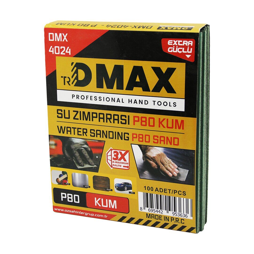 DMAX DMX-4024 ( P80 KUM ) ( KAĞIT ) ( SU ZIMPARASI ) ( 230X280MM ) ( KULLANIM= BOYA - METAL - AHŞAP - OTO )*100X10