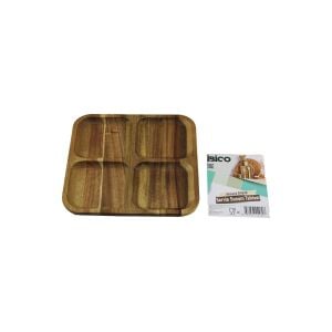 İBİCO İ22-280 ( AKASYA ) ( KARE ) ( 4 BÖLMELİ ) AHŞAP SERVİS SUNUM TEPSİ & TAHTASI ( 20 X 20 X 1.4CM )*50