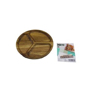 İBİCO İ22-281 ( AKASYA ) ( YUVARLAK ) ( 3 BÖLMELİ ) AHŞAP SERVİS SUNUM TEPSİ & TAHTASI ( ÇAP: 20CM X 1.4CM )*50