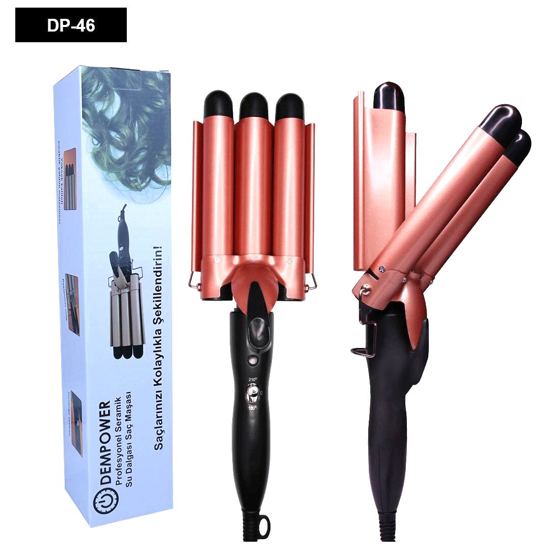 DEMPOWER DP-46 PROF.SERAMİK 3LÜ SU DALGASI SAÇ MAŞASI & ŞEKİLLENDİRİCİ*36
