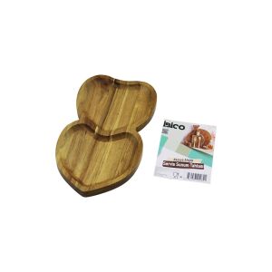 İBİCO İ22-282 ( AKASYA ) ( KALPLİ ) ( 2 BÖLMELİ ) AHŞAP SERVİS SUNUM TEPSİ & TAHTASI ( 25 X 14 X 1.4CM )*50
