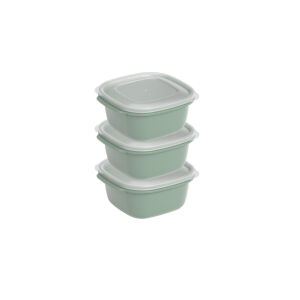 DÜNYA DP-31271-999 ( KARE ) ( 3PCS = 550ML ) EASY KEEP SAKLAMA KABI ( RENKLİ PLASTİK & ŞEFFAF KAPAK )*12=K