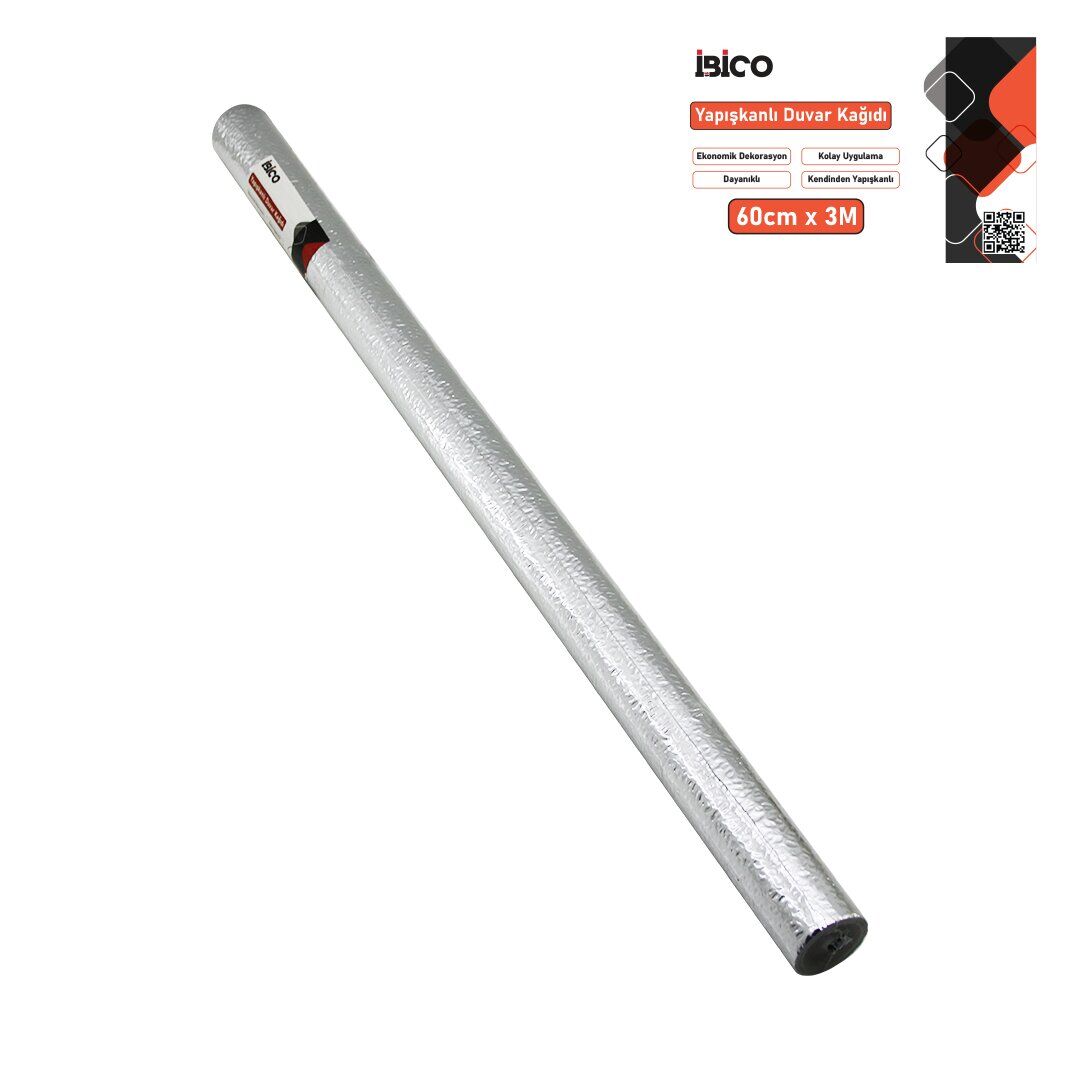 İBİCO İ13-082 ( 3MT X 60CM )( ALÜMİNYUM GÜMÜŞ )( TEZGAH ÜSTÜ ) FOLYO STİCKER & DUVAR KAĞIT ( KENDİNDEN YAPIŞKANLI & EKO DEKORASYON & DAYANIKLI )*100