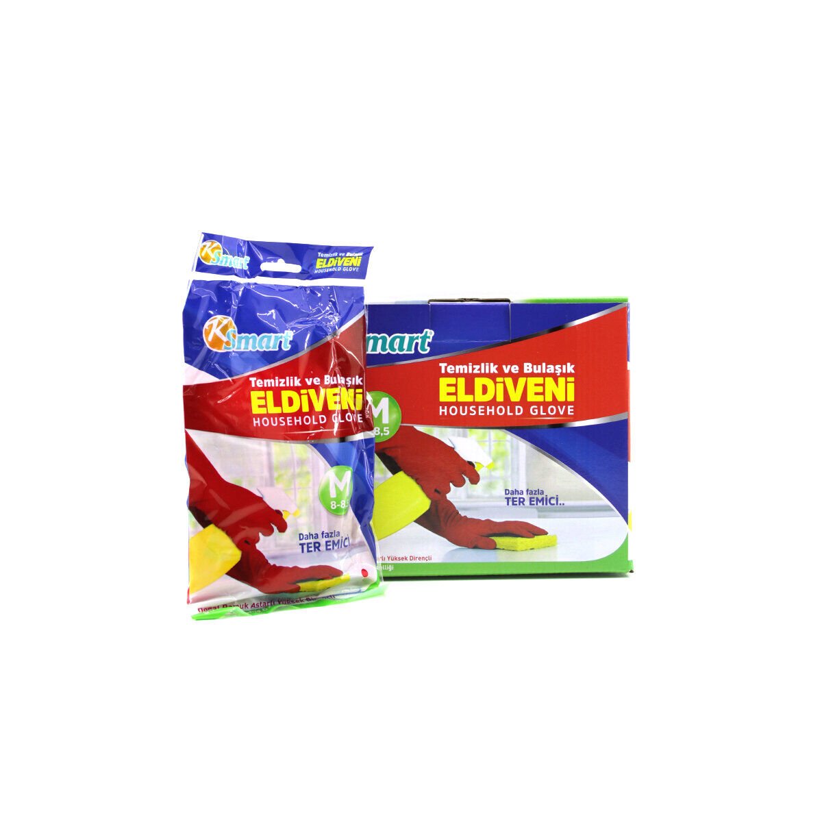 KSMART K-1285 ( M ) ( NO-8-8.5 ) ( PLASTİK ) TEMİZLİK & BULAŞIK ELDİVENİ ( DOĞAL PAMUK ASTARLI ) ( YÜKSEK DİRENÇLİ )*30X10