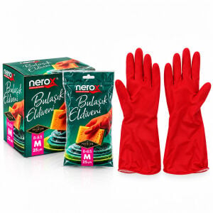 NEROX NRX-885 ( M ) ( NO-8-8.5 ) ( PLASTİK ) TEMİZLİK & BULAŞIK ELDİVENİ ( DOĞAL PAMUK ASTARLI ) ( YÜKSEK DİRENÇLİ )*25X8
