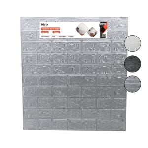 İBİCO İ13-084 ( 2PCS ) ( 70X77CM ) ( KABARTMA & KÖPÜK PANEL ) ( TUĞLA DESEN ) ( BEYAZ & SİYAH & GRİ ) YAPIŞKANLI DUVAR KAĞIT*60=K