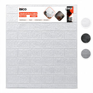 İBİCO İ13-084 ( 2PCS ) ( 70X77CM ) ( KABARTMA & KÖPÜK PANEL ) ( TUĞLA DESEN ) ( BEYAZ & SİYAH & GRİ ) YAPIŞKANLI DUVAR KAĞIT*60=K