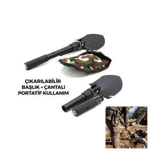 MAKAMP-051 ( 2IN1 ) KAZMA & KÜREK ( KATLANIR & VİDALI PORTATİF SAP ) PUSULALI*1