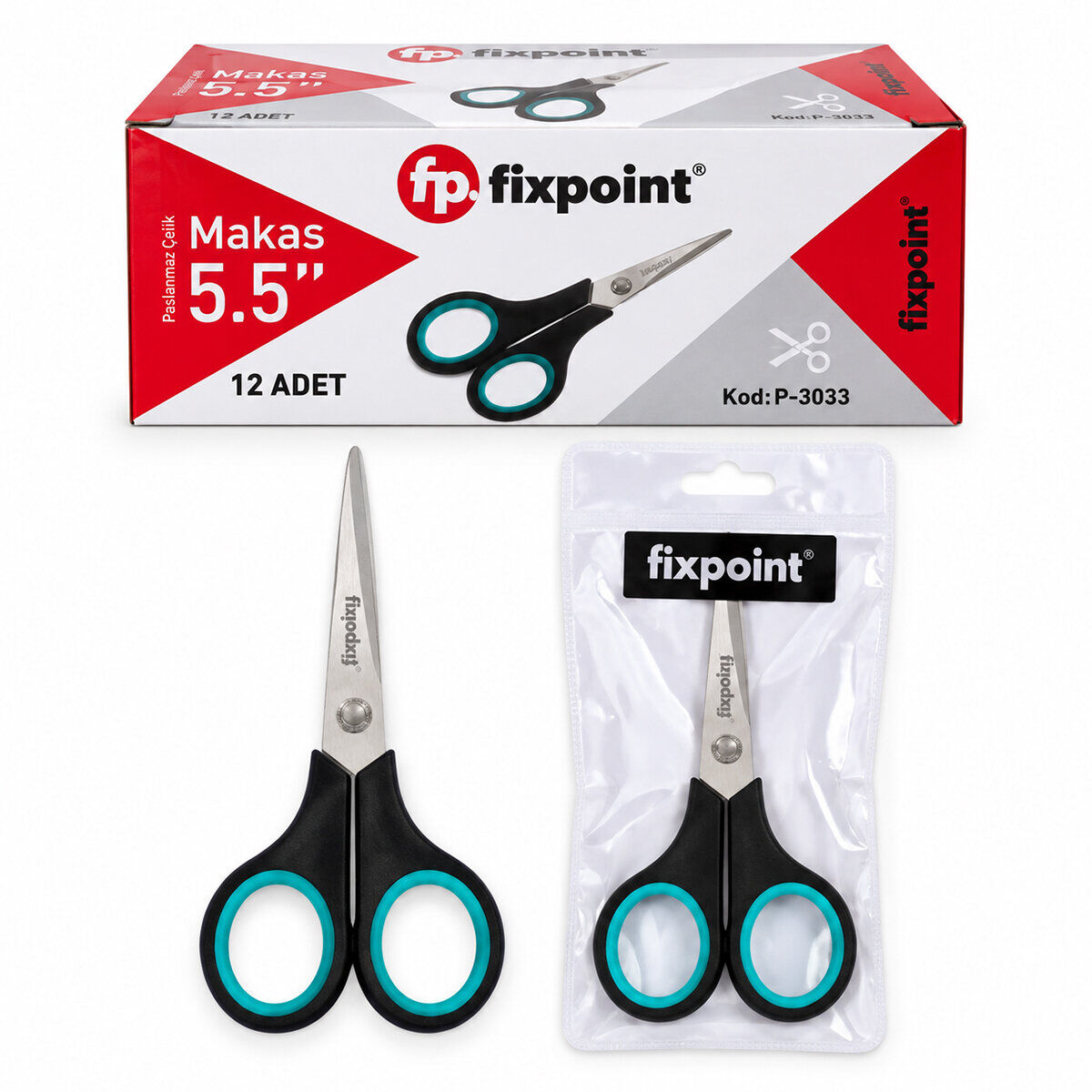 FİXPOİNT P-3033 ( 5.5'' ) KÜÇÜK YEŞİL & LACİVERT MAKAS*12X50