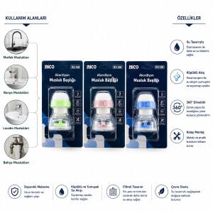 İBİCO İ13-138 MUSLUK UCU FİLTRESİ ( AKORDİYON & PERVANELİ ) ( 360° ) ( 16-19MM TÜM MUSLUKLARA UYUM ) ( KİREÇLENME YAPMAZ )*12X25