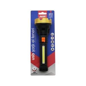 ZMAX ENERGY MAX-3154 (ORTA=19CM) (2İN1= OSL LED & COB LED) (USB ŞARJLI) EL FENERİ (3-KADEME IŞIK & FLAŞÖR) (ŞARJ GÖSTERGE)*72
