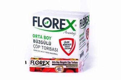 FLOREX-402 AVANTAJ ( ÇİLEK KOKULU ) ( BÜZGÜLÜ ) ( ORTA ) ( 10PCS ) 55X60CM ÇÖP TORBASI*25=K