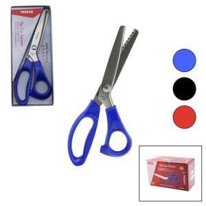 TAKSUN A-85 ( 9'' ) ( ZİG ZAG ŞEKİLLİ KESİM ) TERZİ MAKASI ( RENKLİ PLASTİK SAP )*6X16