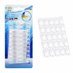 İBİCO İ10-014 CY-20 ( 20PCS ) ( İNCE KABLO ) KABLO TUTUCU KLİPS (YAPIŞKANLI) ( ŞEFFAF PLASTİK MİKA KRİSTAL )*20X25