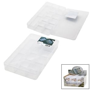 HOMEU HMU-005 ( BÜYÜK=15X26CM ) ( 10+2 BÖLMELİ & ŞEFFAF ) PLASTİK KUTU ( TAKI ORGANİZERİ & ÇOK AMAÇLI )*24=K
