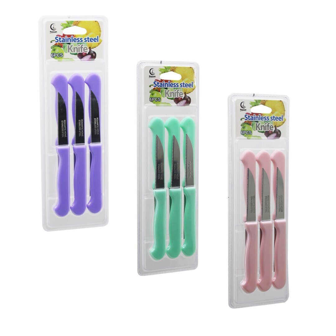 NAYUAN STAİNLESS STEEL KNİFE ( 6PCS ) MEYVE BIÇAK ( RENKLİ PLASTİK SAPLI ) ( VAKUMLU AMBALAJ ) ( BRKT-806155 )*288