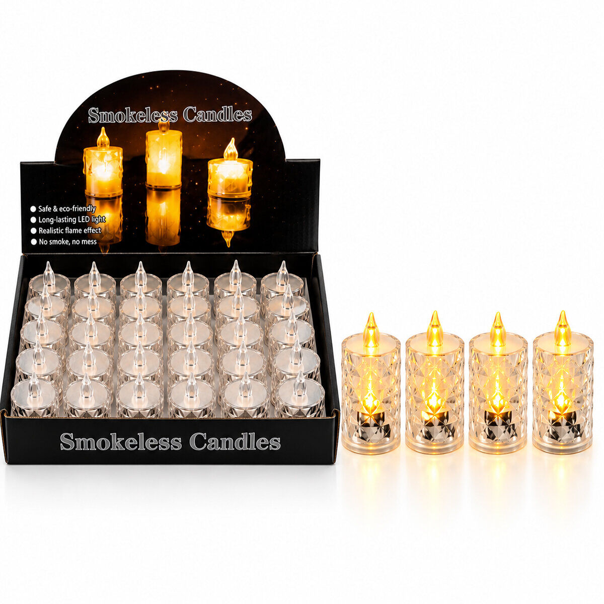 İBİCO İ10-015 ( BÜYÜK BOY ) ( PİLLİ ) ( KRİSTAL MİKA ) LED MUM ( ÇAP : 3.8CM YÜKSEKLİK : 9CM )*24X40