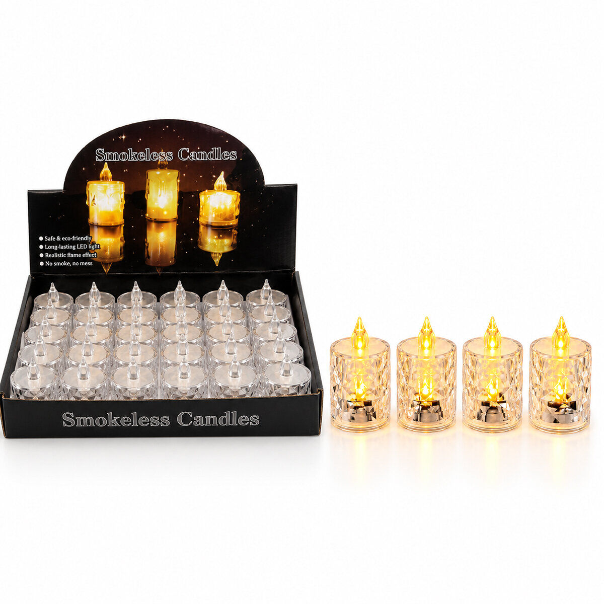 İBİCO İ10-016 ( ORTA BOY ) ( PİLLİ ) ( KRİSTAL MİKA ) LED MUM ( ÇAP : 3.8CM YÜKSEKLİK : 6.9CM )*24X40