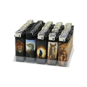 KASAİ F-4010 ( TAŞLI ) CEP ÇAKMAK ( KABARTMA MİX HAYVAN DESEN SARGILI ) ( DOLDUR KULLAN TİPİ )*50X20