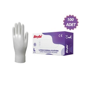 BEYBİ ( L ) ( PUDRALI ) ( 100PCS ) ( LATEKS ) MUAYENE ELDİVENİ*1X20