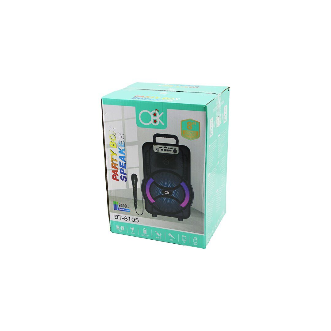 PLATOON BT-8105 ( 8'' ) SPEAKER MİKROFONLU IŞIKLI HOPARLÖR (2400mAh) ( BLUETOOTH ) ( USB & AUX & TF & BLUETOOHT & DC 5V )*12