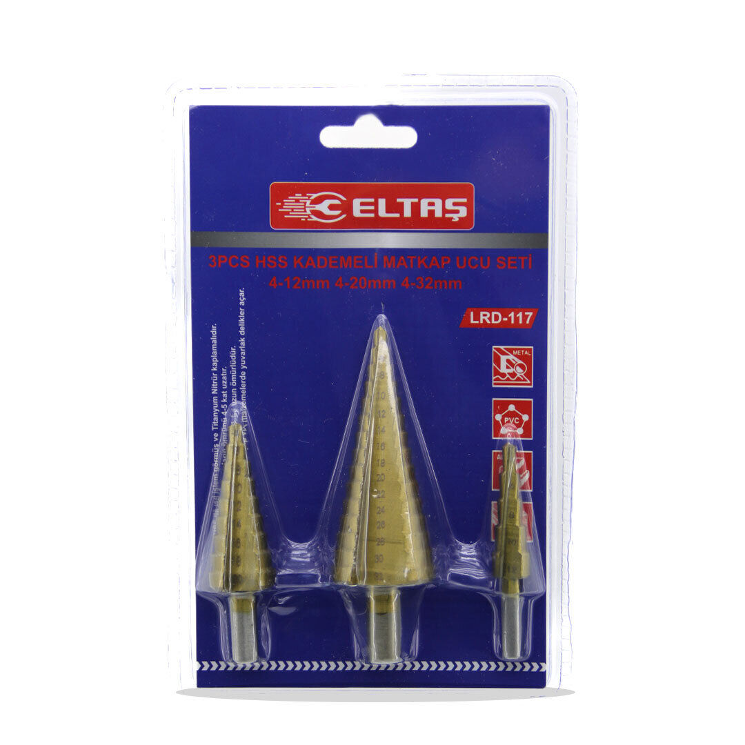 ELTAŞ LRD-117 ( 3PCS ) ( HSS KADEMELİ ) MATKAP UCU SETİ ( 4-12MM - 4-20MM -4-32MM )*100