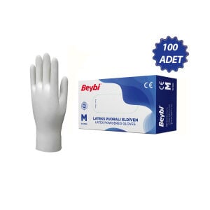 BEYBİ ( M ) ( PUDRALI ) ( 100PCS ) ( LATEKS ) MUAYENE ELDİVENİ*1X20